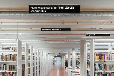 Beschilderung Leitsystem der Universitätsbibliothek Marburg